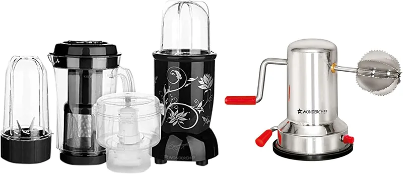 Wonderchef Nutri Blend Complete Kitchen Machine,22000 Rpm Mixer Grinder,Blender,Chopper,Juicer Stainless Steel Blades 4 Jars 400 Watts With Online Recipe Book & Stainless Steel Coconut Scraper,Silver