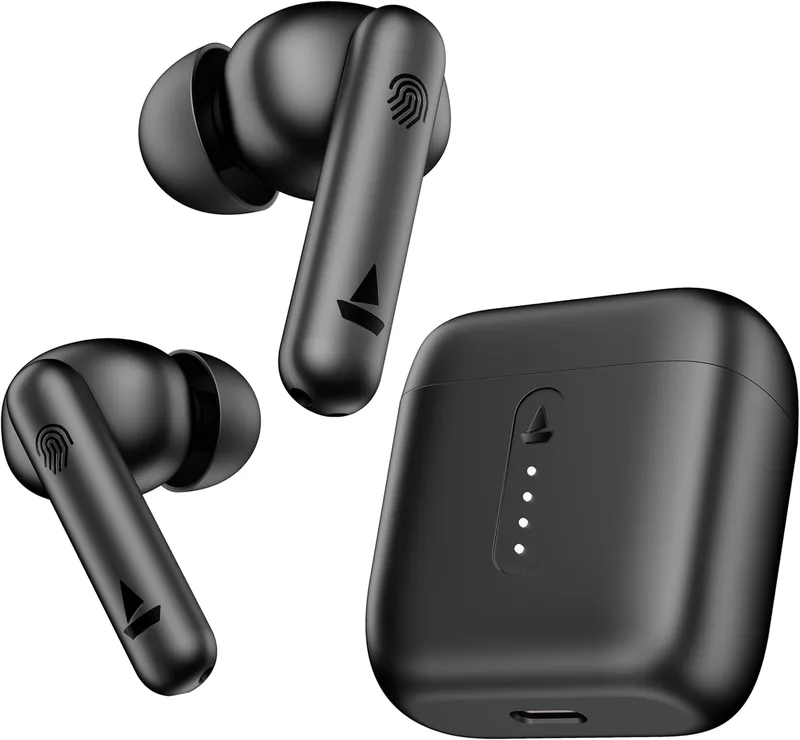 Boat Airdopes 141/8, Low Latency, ENx Tech, 42HRS Battery, Fast Charge, Stream Ad Free Music via App Support, Bluetooth Earbuds, TWS Ear Buds Wireless Earphones with mic -(Bold Black)