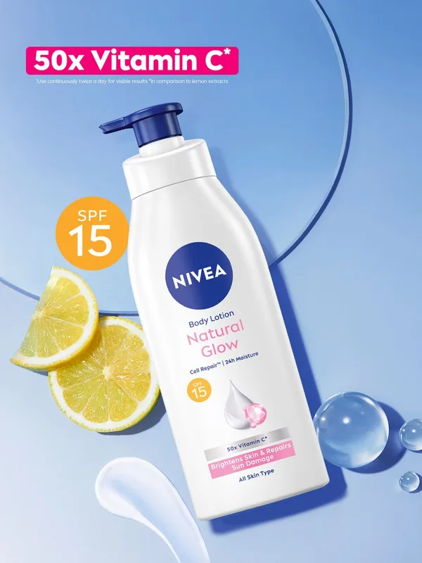 Nivea Natural Glow SPF15 Body Lotion with UVA UVB Filters & 24Hr Moisturization - 400 ml