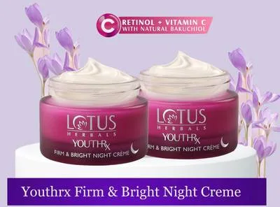 LOTUS HERBALS YouthRx Firm & Bright Night Creme ( Pack of 2 ) ( 50gm *2 pc )