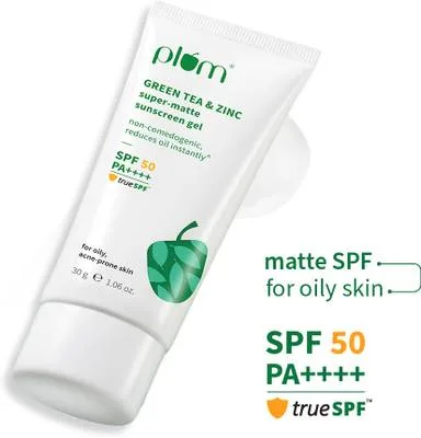 Plum Sunscreen - SPF 50 PA++++ Green Tea & Zinc Super-Matte Sunscreen Gel | Formulated For Oily Skin
