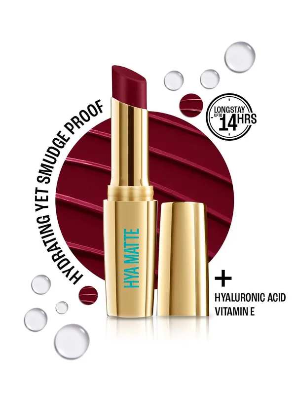 Lakme 9to5 Hya Matte Hydrating Smudgeproof Lipstick Lasts 14Hr 3.6g - Sangria Sunday MM3