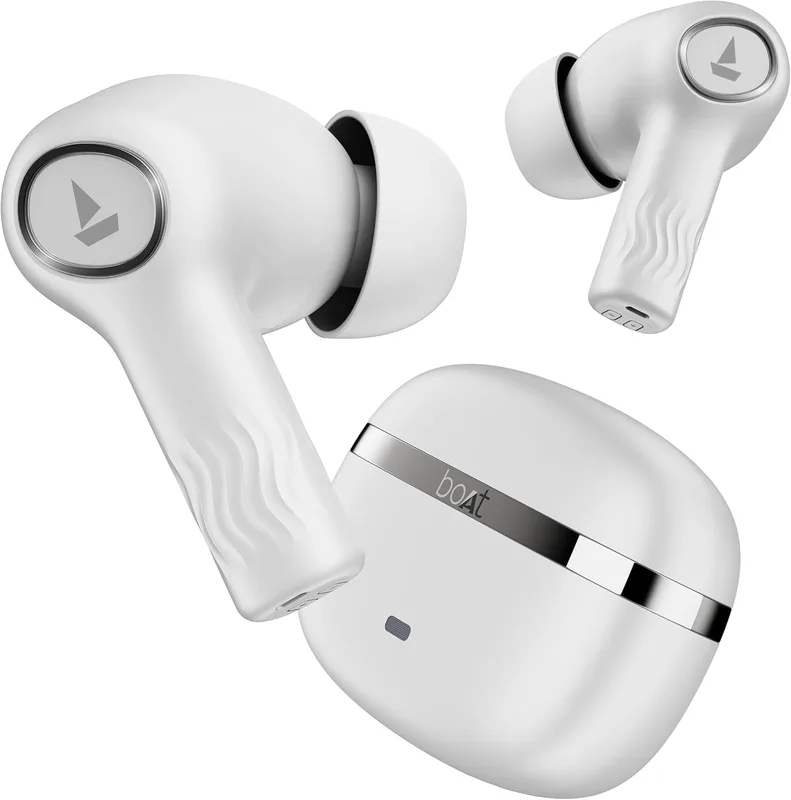 Boat Nirvana Ion, 120HRS Battery, Crystal Bionic Sound w/Dual EQ Modes, 4Mics ENx, App Support, Low Latency, IPX4, v.5.2 Bluetooth TWS in Ear Earbuds Wireless Earphones with mic (Ivory White)