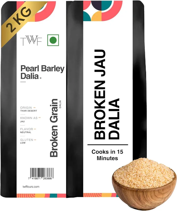 TWF Pearl Barley Dalia | 2 Kg | Jau Dalia (Porridge) | Stone-Ground from Pearl Barley | From Rajasthan's Drylands for Better Nutrition & Texture | Ideal for Upma, Khichdi & Weight-Watchers | Cook in 15 Minutes like Rice