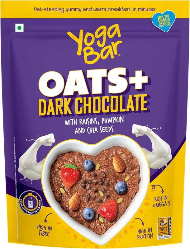 Yogabar Oats Dark Chocolate 1kg | Healthy Breakfast Cereal Oats High in Protein Now with Black Raisins