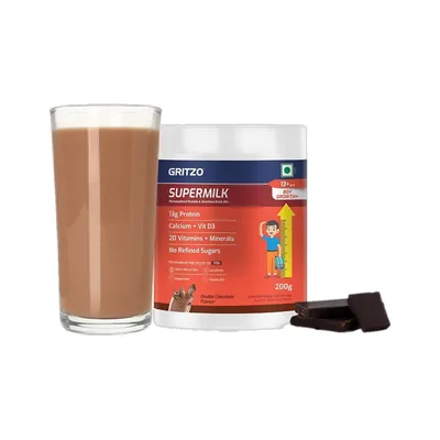 Gritzo SuperMilk Growth+ (13+y Boys), 13g Protein Powder, Double Chocolate