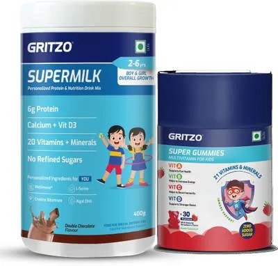 Gritzo SuperMilk Growth (2-6y Boy & Girl) Double Chocolate & Super Gummies