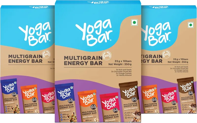 Yogabar Multigrain Energy Bars, 30 Bars | Healthy Diet with Fruits, Nuts, Oats and Millets | Gluten Free and High Protein | Packed with Chia and Sunflower Seeds