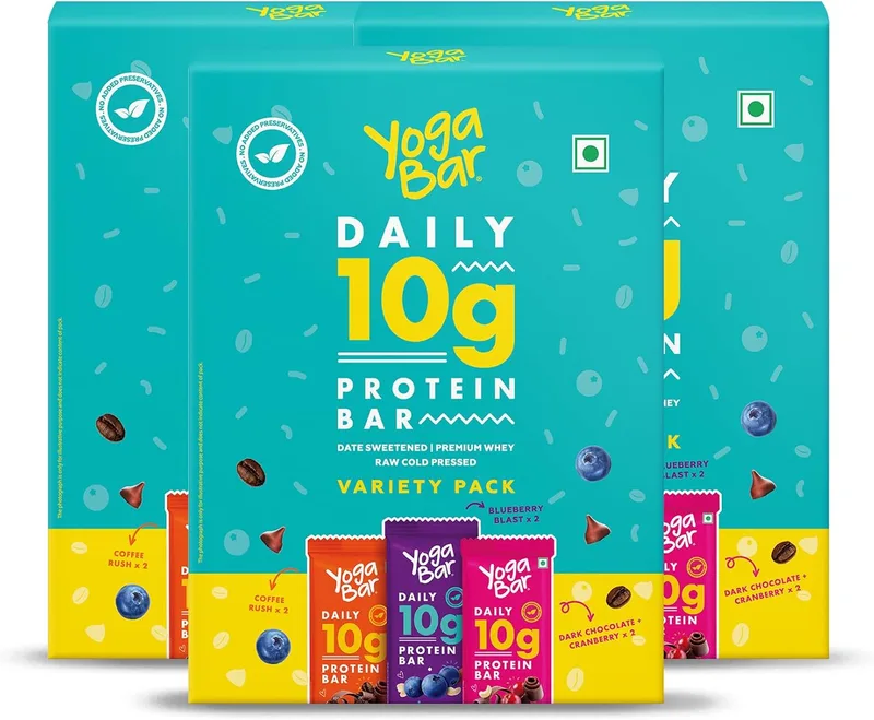 Yogabar Variety Pack 10 grams Protein Bars [Pack of 18], Protein Blend & Premium Whey