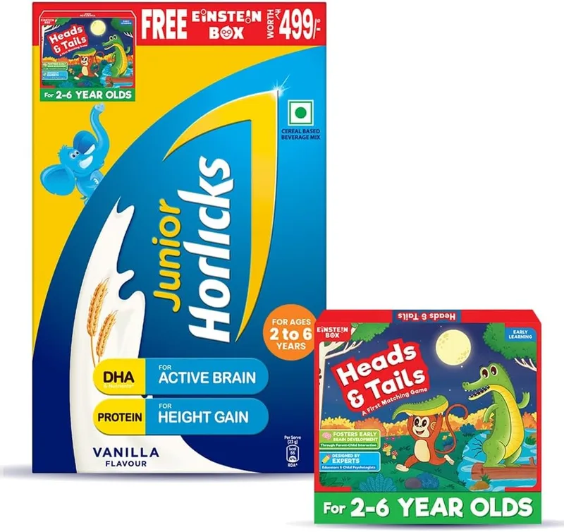 JUNIOR HORLICKS Nutrition Drink, 1kg, for Supporting Growth in Toddlers & Young Kids (2-6 Years), with Calcium, Vitamin K1 & Selenium, Tailor-Made Nutrition for Fussy Eaters, Vanilla Flavor
