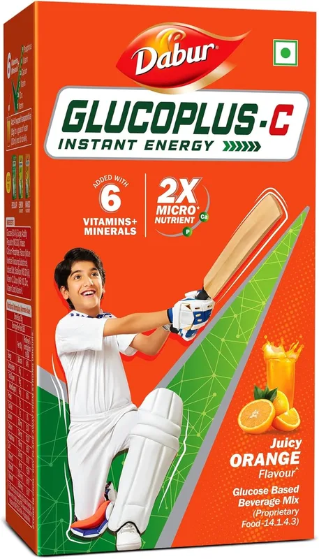 Dabur Glucoplus C Instant Powder Energy Glucose (Orange Flavour) - 1kg | Replenishes Energy with 6 Added Vitamins and Minerals | 20% More Glucose In Every Sip | Vitamin C and Zinc Helps Boost Immunity | Calcium, Phosphorus and Vitamin K Support Bone Health.