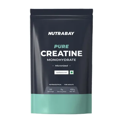 Nutrabay Pure Micronised Creatine Monohydrate | Pre/Post Workout Supplement -100 Gram Creatine
