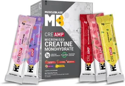MUSCLEBLAZE Micronised Creatine Monohydrate CreAMP Powder, 15 Sachets | Trustified Certified Creatine