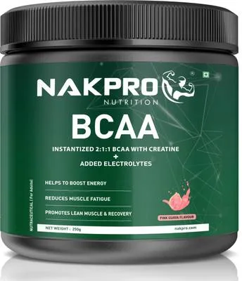 Nakpro BCAA 2:1:1 , 5g Vegan BCAA - Jar, 1.5g Creatine & Electrolytes for Endurance BCAA