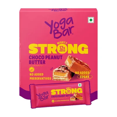 Yogabar 12g Protein, Strong Choco Peanut Butter Protein Bars (Pack of 6), No Added Sugar Protein Bars