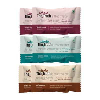 The Whole Truth Choco Variety | Pack of 6 |12g Protein Protein Bars