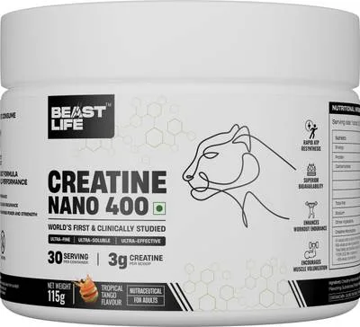 BeastLife Creatine Nano 400 | 30 Servings | Ultra Fine, Ultra Soluble, Ultra Effective Creatine