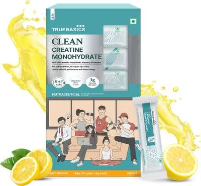 TrueBasics Clean Creatine Monohydrate Powder (30 Sachetsx4g each) Creatine