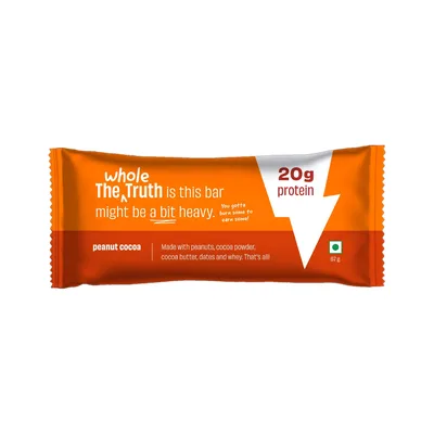 The Whole Truth High Protein Peanut Cocoa 20g Protein Bar - Pack of 5 x 67g each Nutrition Bars