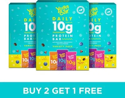 Yogabar 10 g Protein Bar Variety Pack, Gluten-Free, Healthy Snacks(Pack of 18) Protein Bars
