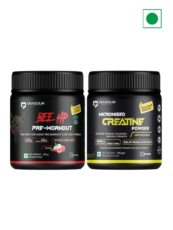DENZOUR NUTRITION Set Of 2 Combo Bee-HP Lychee 100g + Creatine Unflavoured 100g
