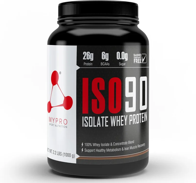 Mypro Sport Nutrition Super Advanced Whey Protein Isolate Powder (27g Protein,6g BCAA, Sugar Free, Fat Free per serving 30gms, Total Serving - 33 Scoops) Belgium Chocolate Flavor - 1000 Gm/2. 2Lbs