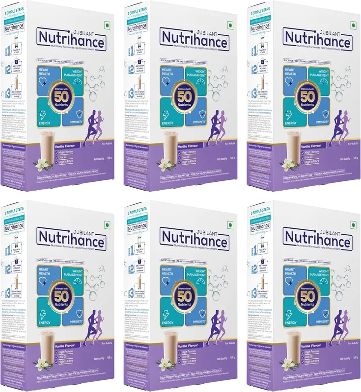Balanced with 50 Vital Nutrients |Vanilla Nutrition Drink|Supports Heart Health Immunity Building Weight Management Energy Booster 400 Gm X Pack of 6,Powder, 6 count, 8 servings