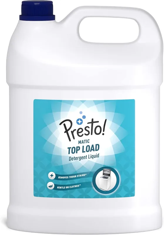 Amazon Brand - Presto! Matic Top Load Liquid Detergent | 5 Litre | Removes Tough Stains | Gentle On Clothes | Protects Fabric Color | Bleach-Free & Phosphate-Free