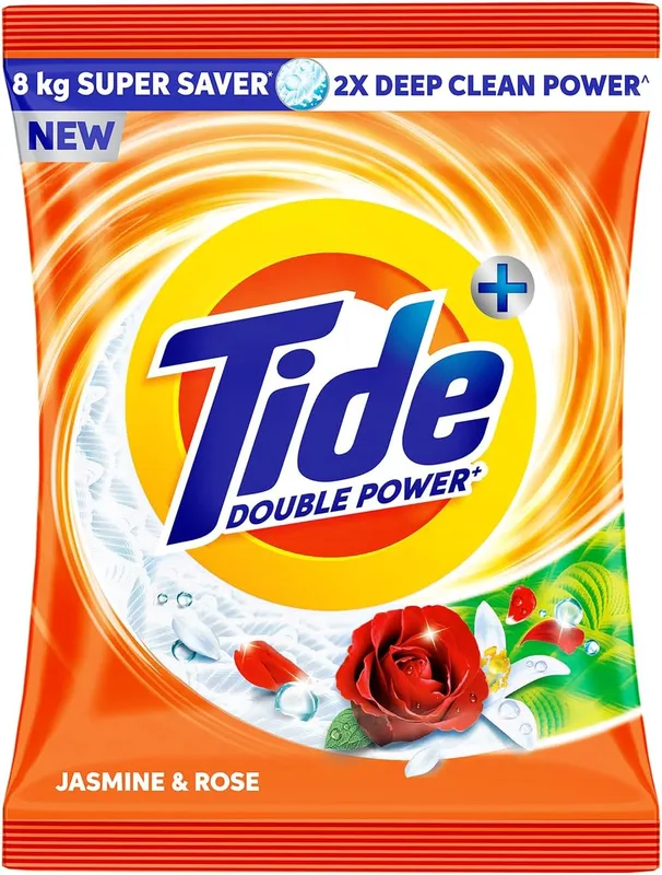 Tide Plus Detergent Washing Powder - 8kg Super Saver Pack | Jasmine & Rose Fragrance | 2X Deep Clean Power | World's No. 1 Detergent Brand