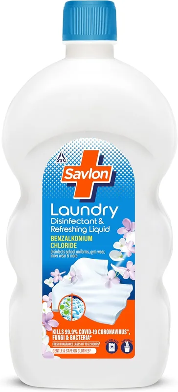 ITC Savlon Laundry Disinfectant & Refreshing Liquid 890ml | After-Detergent Wash | Kills 99.9% Bacteria Fungi | 72-Hour Fresh Fragrance | Safe on Clothes | No Bleach | Contains Benzalkonium Chloride