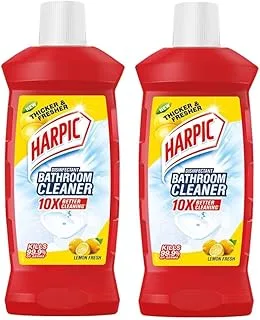 Harpic Disinfectant Bathroom Cleaner Liquid, Lemon - 1 L (Pack of 2) | India's # 1 Bathroom Cleaner