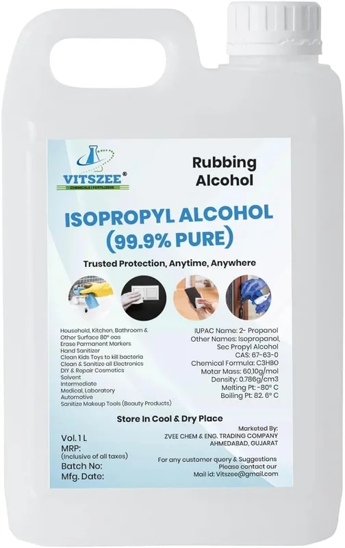 VITSZEE 99% Pure Isopropyl Alcohol (IPA) 1 Litre | High Purity Cleaning & Disinfecting Solution | Fast Evaporation | Residue Free | Electronics, PCB & Surface Cleaner