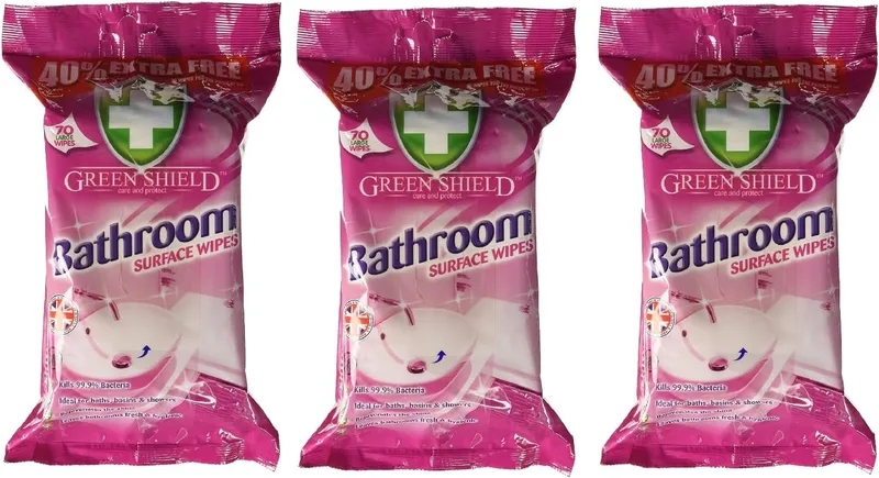 Greenshield Bathroom Surface Wipes 70's Pack of 3