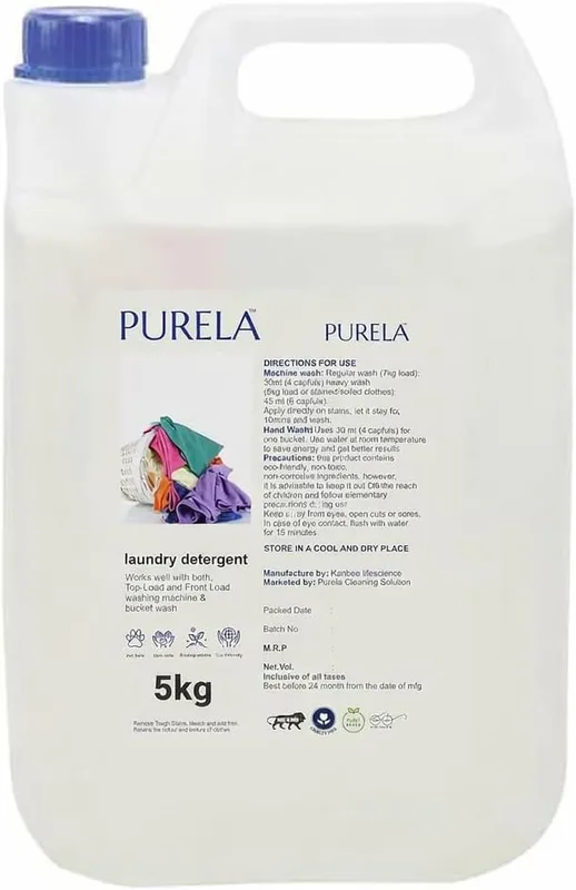 Purela Liquid Detergent 5kg - Glamorous Flower Scent, Eco-Friendly Laundry Detergent for Top & Front Load Machines, Paraben-Free