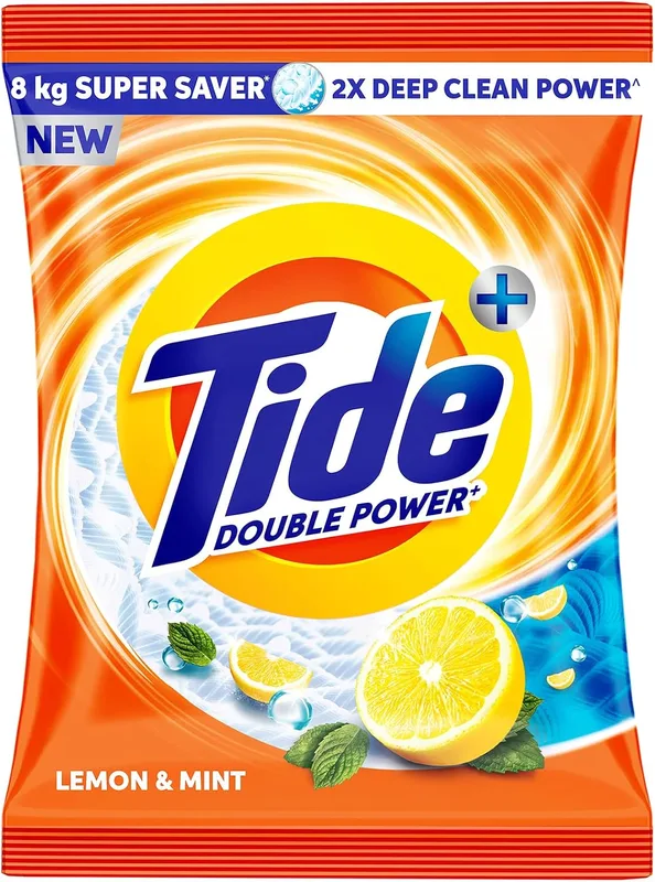 Tide Plus Detergent Washing Powder - 8kg Super Saver Pack | Lemon & Mint Fragrance| 2X Deep Clean Power | World's No. 1 Detergent Brand