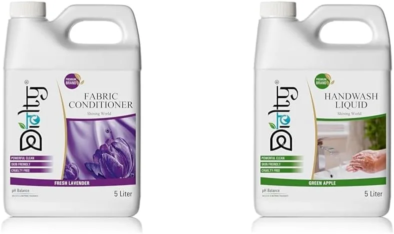 Diolty Fabric Conditioner 5L – Lavender | Premium Softness, Long-Lasting Freshness | Hand & Machine Wash | Family-Sized Reusable Can, Made in India|Diolty Hand Wash Liquid 5 L Green Apple Refill Can