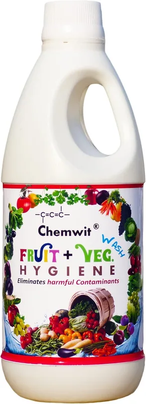 Chemwit Vegetable Washer - Liquid Cleaner for Washing Fruit & Veggie - Lab Certified - Hygiene Wash to Remove 99.9% Germs, Pesticides, Wax & Dirt - No Machine Required.