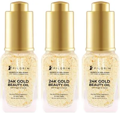 Pilgrim 24K Gold Beauty Oil with Argan,Neroli for Instant Natural Glow, Anti Ageing