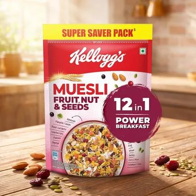Kellogg's Muesli Fruit Nut & Seeds | 12 In 1 Power Breakfast | No Maida No Palm Oil Pouch