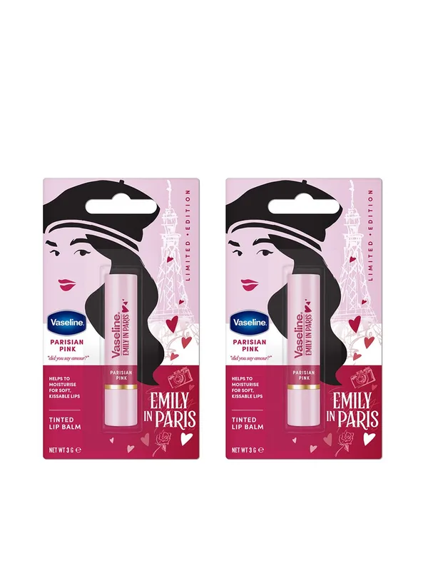 Vaseline Set of 2 Emily in Paris Limited Edition Lip Balm Stick 3g Each- Parisian Pink