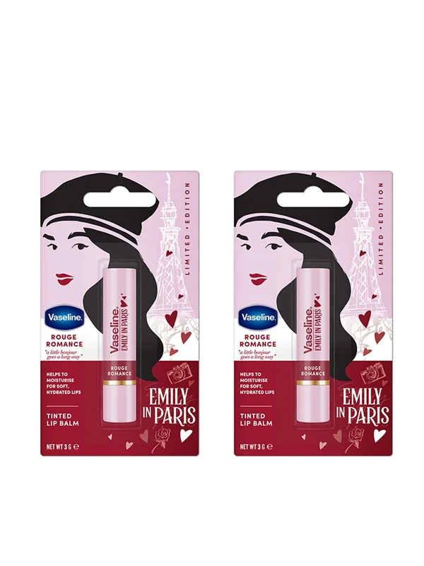 Vaseline Set of 2 Emily in Paris Limited Edition Lip Balm Stick 3g Each-Rouge Romance