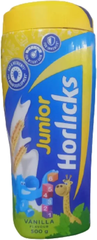 Junior Horlicks Nutrition Drink 500g, Vanilla, Nutrition for Toddlers & Young kids (2-6 years) for Supporting Growth