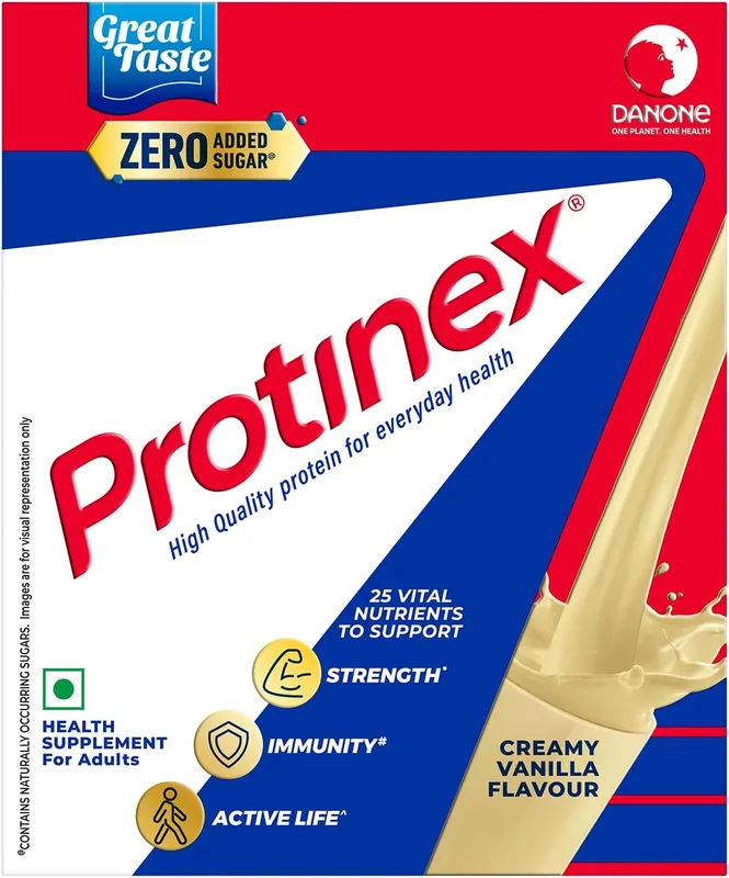 Protinex Creamy Vanilla, 200g | Get 40% daily protein requirement for strong muscles when prepared with 200ml milk | High Protein | Zero Added Sugar | Nutritional Drink for Men and Women