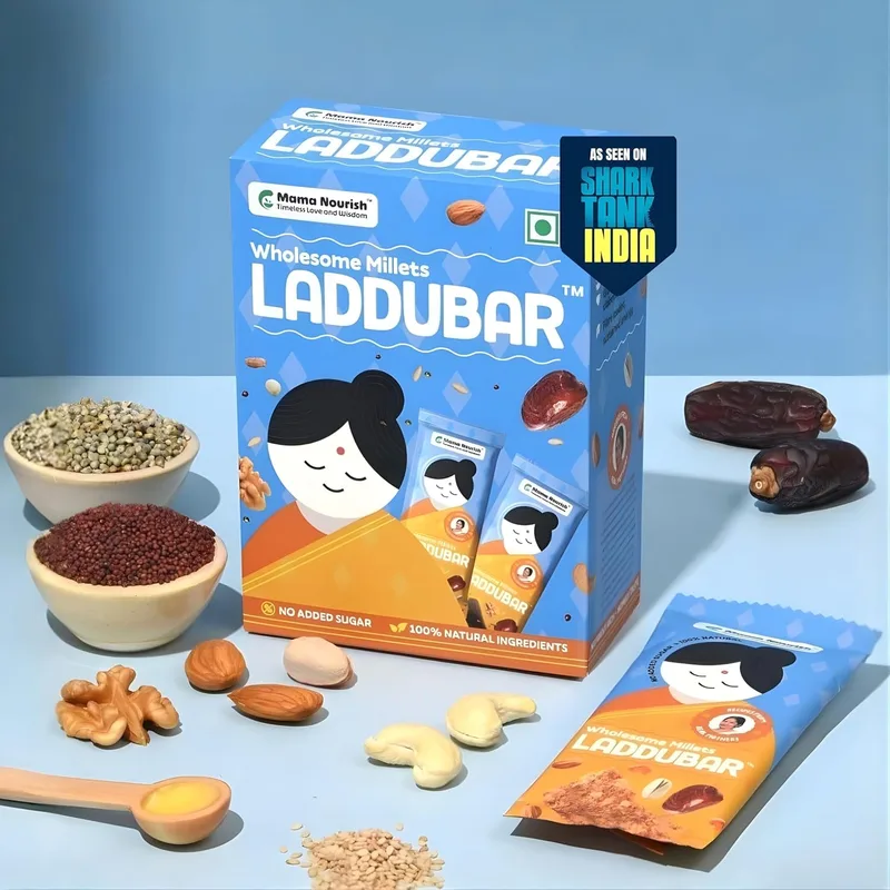 LADDUBAR – Millets Snack Bars with No Added Sugar and No Preservatives | as Seen on Shark Tank | Gluten Free | Fiber and Protein Rich Energy Bar | Ragi, Bajra, Superfoods, Dates, Dry Fruits, Cow Ghee (Pack of 6 x 35 gm Each)