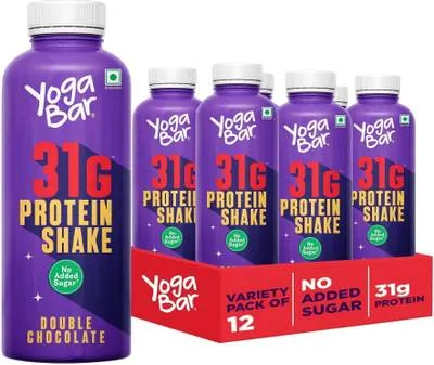 Yogabar 31g Protein Shake|Double Chocolate|No Added Sugar|Low Fat