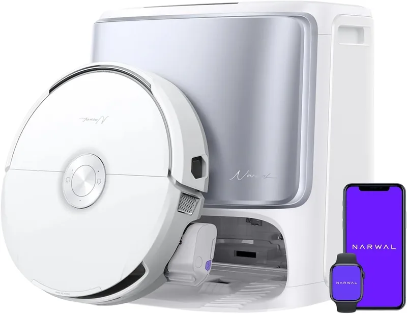 NARWAL Flow Robot Vacuum and Mop – 22,000Pa Suction, Edge-to-Edge Cleaning, AI Obstacle Avoidance, Self-Cleaning Mop with Hot Water, Auto Dust Emptying, Voice Control, Pet & Carpet Friendly