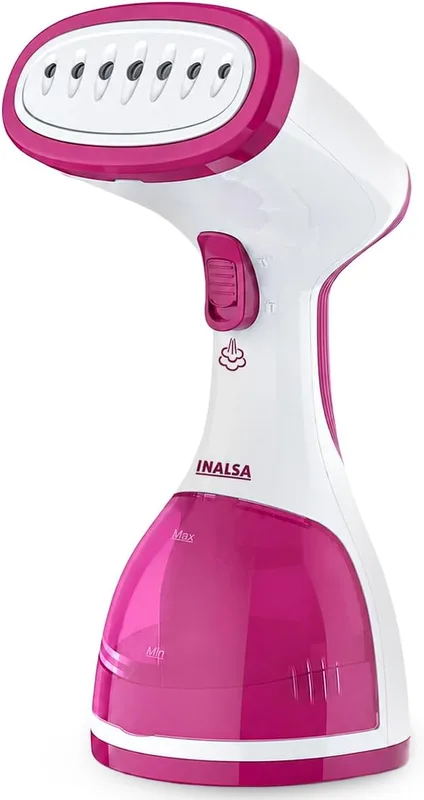 INALSA Garment Steamer for Clothes/fabric, Steam Iron -Vertical & Horizontal Steaming up to 20g/min, Travel Iron, 1200 Watt, 260 ml Water tank & 20 sec Fast Heating,1 Yr warranty,White/Pink (Steamax)