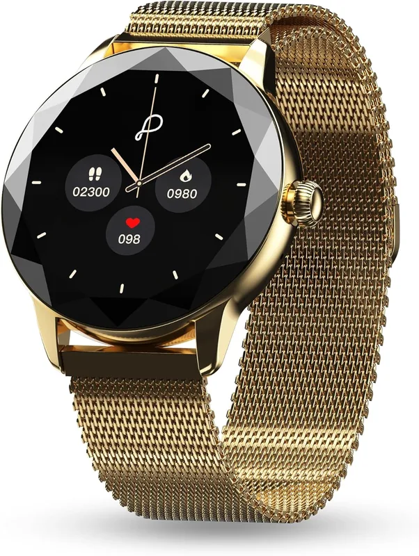 Pebble Vienna 1.27" HD Display, BT Calling Smart Watch for Women, Diamond Cut Design, Female Health Monitoring, Heart Rate Monitoring, Sleep Monitoring, Multipl Sports Mode, 200 mah