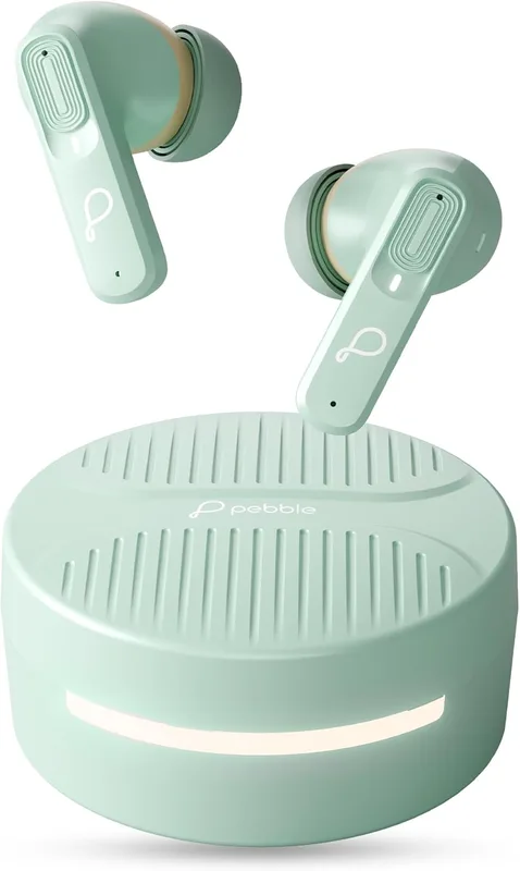 Pebble Blissbuds Hue TWS Earbuds Deep Bass & Clear Sound ANC & ENC RGB Light 4 Mics Snug Fit Voice Assistant Dual Pairing Crystal Clear Calls