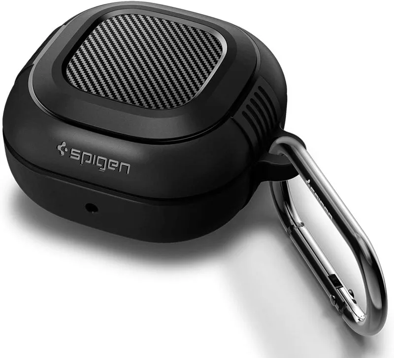 Spigen Rugged Armor | Samsung Galaxy Buds 2/2 Pro/Pro/Core/FE/Live Case Cover [Carabiner Included] [Shock-Proof] [Light Compact] TPU - Matte Black